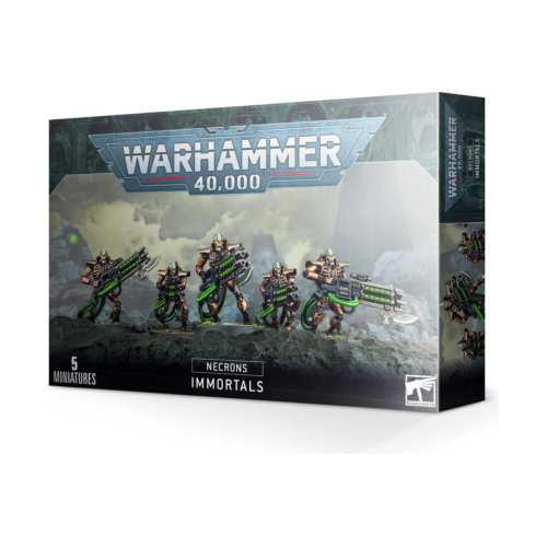 This multi-part plastic boxed set contains 80 components, two Necron transfer sheets and five Citadel 32mm Round Bases with which to build five Necron Immortals or five Necron Deathmarks.