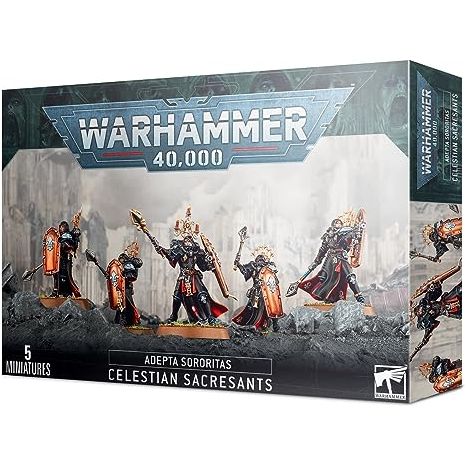 The kit is comprised of 69 plastic components, with which you can assemble five Celestian Sacresants, one of which may be assembled as a Celestian Superior, and is supplied with 5x Citadel 32mm Round Bases. This kit includes options for hooded or helmeted heads, and may be equipped with either anointed halberds or hallowed maces.