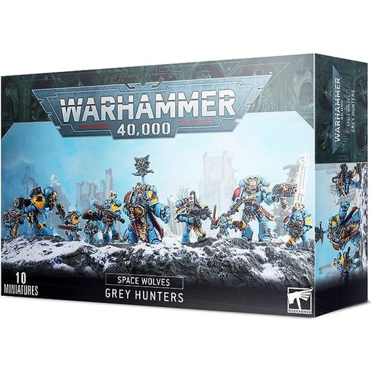 This multi-part plastic kit contains 218 components with which to build ten Space Wolves miniatures. There are five different leg variations, six torso variants, five backpack variants and 28 variant heads.

This kit includes ten Citadel 32mm Round bases.