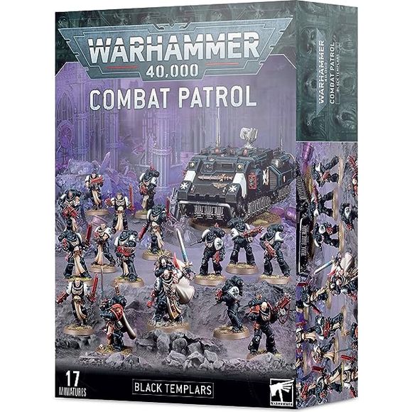 This set includes the following units:

- 1x Primaris Marshal
- 1x Primaris Crusader Squad, comprising 1 Sword Brother, 5 Initiates, and 4 Neophytes
- 5x Intercessors
- 1x Primaris Impulsor
- 1x Black Templars Upgrade Frame
- 1x Black Templars Transfer Sheet, containing 226 Black Templars transfers

All models are supplied with their appropriate bases. These miniatures are supplied unpainted and require assembly – we recommend using Citadel Plastic Glue and Citadel paints.

The terrain used in images on thi