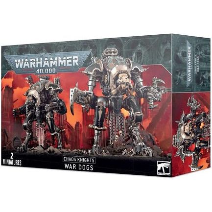 220 plastic components, two Citadel 100mm round bases. This kit builds War Dog-class Knights - any combination of War Dog Karnivores, War Dog Stalkers, or War Dog Brigands.