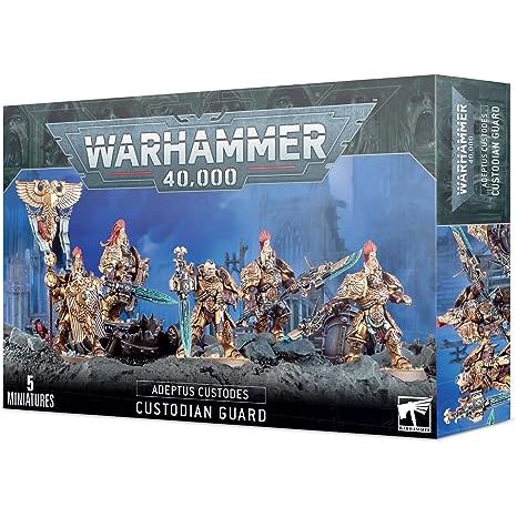 This multi-part plastic kit builds 5 Adeptus Custodes Custodian Guard