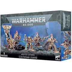 This multi-part plastic kit builds 5 Adeptus Custodes Custodian Guard