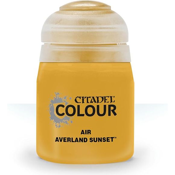 This paint pot contains .8 fl oz of Averland Sunset. This watercolor based paint is intended to be used with an airbrush.