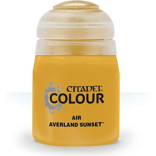 This paint pot contains .8 fl oz of Averland Sunset. This watercolor based paint is intended to be used with an airbrush.