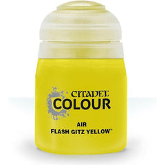 This paint pot contains .8 fl oz of Flash Gitz Yellow. This watercolor based paint is intended to be used with an airbrush.