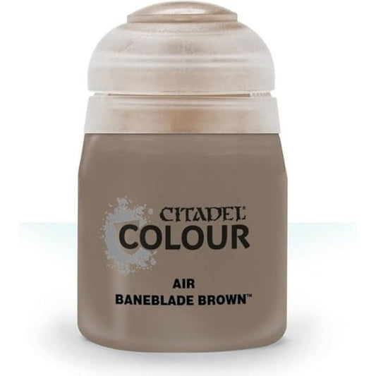 This paint pot contains .8 fl oz of Baneblade Brown. This watercolor based paint is intended to be used with an airbrush.