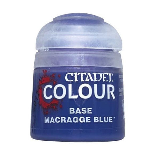 Macragge Blue is a Citadel Base paint. Citadel Base paints are high quality acrylic paints specially formulated for basecoating your Citadel miniatures quickly and easily. They are designed to give a smooth matte finish over black or white undercoats with a single layer. This pot contains 12ml of Macragge Blue, one of 34 Base paints in the Citadel Paint range. As with all of our paints, it is a non-toxic, water-based acrylic paint designed for use on plastic, metal, and resin Citadel miniatures.