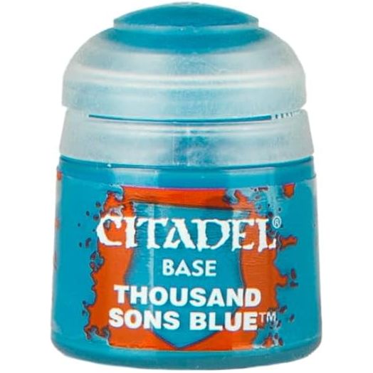 Citadel Base paints are high quality acrylic paints specially formulated for base coating your miniatures quickly and easily. They are designed to give a smooth matte finish over black or white undercoats with a single layer. This pot contains 12ml of Thousand Sons Blue, one of 34 Base paints in the Citadel Paint range. As with all of our paints, it is a non-toxic, water-based acrylic paint designed for use on plastic, metal, and resin Citadel miniatures