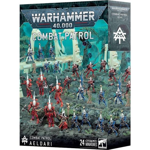 Launch day of 3/15/2025
This box contains 24 plastic miniatures. It is an excellent way to immediately start playing Warhammer.
This set includes the following multipart plastic miniatures:
– 1x Spiritseer
– 5x Wraithblades (which can alternatively be built as Wraithguard)
– 5x Warp Spiders with 1x Aspect Shrine token
– 10x Dire Avengers with 2x Aspect Shrine tokens

This kit comprises 320 plastic components, 15x Citadel 28.5mm Round Bases, 5x Citadel 40mm Round Bases, and 4x Citadel 25mm Round Bases. This