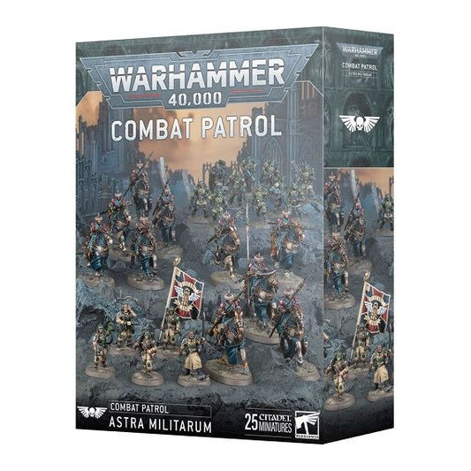 This box contains 25 plastic miniatures. It is an excellent way to immediately start playing Warhammer.
This set includes the following multipart plastic miniatures:

– 5x Cadian Command Squad soldiers
– 10x Kasrkin
– 10x Attilan Rough Riders

This kit comprises 533 plastic components, 15x Citadel 28.5mm Round Bases, and 10x Citadel 60mm by 35.5mm Oval Bases. This set also includes 2x Astra Militarum Transfer Sheets, each containing 597 high-quality waterslide transfers to customise your models.

These mini