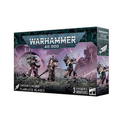 This product has a release date of 05/26/2025.
This multipart plastic kit builds three Flawless Blades. This kit comprises 52 plastic components, 3x Citadel 40mm Round Bases, and 1x Emperor's Children Transfer Sheet containing 150 high-quality waterslide transfers to decorate your miniatures.

These miniatures require assembly and are supplied unpainted – we recommend using Citadel Plastic Glue and Citadel Colour paints.