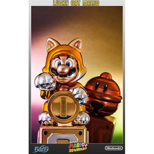 This statue has no edition number, and was a REPLACEMENT and is in NEW and UNOPENED condition. 

First 4 Figures is happy to power-up our Super Mario collection with the adorable Cat Mario. Clutching a shiny, golden Coin in one paw and with the other raised in the classic lucky cat pose, Cat Mario sits atop one of the series’ signature Question Mark Blocks. He’s even wearing Lucky Cat Scarf and Bell around his neck.

Cat Mario is made from the same high quality polystone resin that we use for all of our sta
