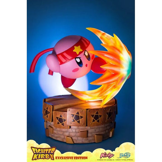 This statue has no edition number, and was a replacement and is in new and unopened condition. 

Representing the character straight from Kirby’s Return to Dream Land and unleashing a Spin Kick that all Kirby fans are familiar with.  The base is inspired from the "Nutty Noon" stage from Kirby's Return to Dream Land.  Exclusive Edition includes "Spin Kick" LED effect.  

[Size]: 13 (33cm) height, 10 (26cm) width, 14 (36cm) inches depth.