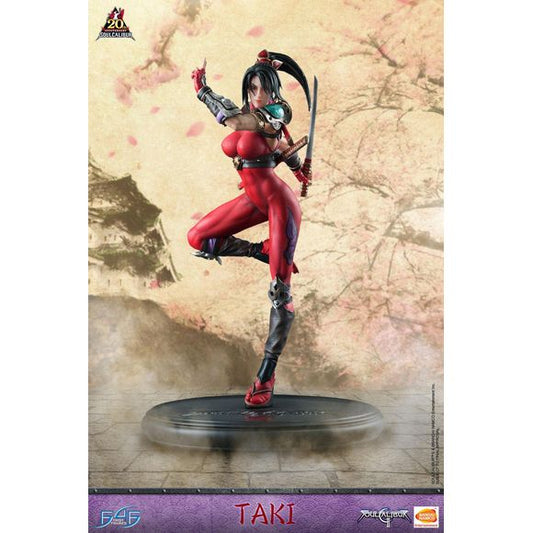 This statue has no edition number, and was a replacement and is in new and unopened condition. 

Taki is easily recognizable because of her skin tight bodysuits, tied up hairstyles, and her demon protecting armor. As Taki possessed supernatural power of her own, she decided to travel throughout Japan to defeat the devil demons that threatened people. To aid in her task, she forgets weapons of her own. Her favorite is her short sword, Rekki-Maru that also possesses supernatural powers.

[Size]: 19.5 (50cm) h