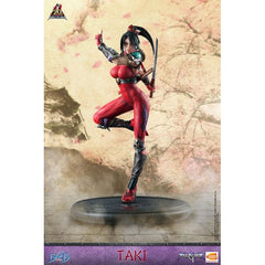 This statue has no edition number, and was a replacement and is in new and unopened condition. 

Taki is easily recognizable because of her skin tight bodysuits, tied up hairstyles, and her demon protecting armor. As Taki possessed supernatural power of her own, she decided to travel throughout Japan to defeat the devil demons that threatened people. To aid in her task, she forgets weapons of her own. Her favorite is her short sword, Rekki-Maru that also possesses supernatural powers.

[Size]: 19.5 (50cm) h