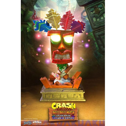 This statue has no edition number, and was a replacement and is in new and unopened condition. 

First 4 Figures is proud to present the highly anticipated Crash Bandicoot - Aku Aku Mask Exclusive Edition.

Aku Aku is an ancient benevolent witch doctor spirit who was reincarnated and is able to communicate through the aid of a special wooden mask. Throughout the Crash Bandicoot series, Aku Aku guides Crash, his sister Coco, and their friends as they defeat the forces of evil. He is also seen as a father fig