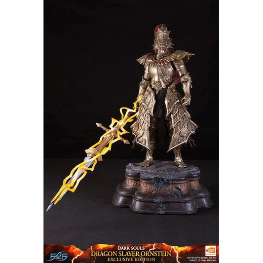 This statue has no edition number, and was a replacement and is in new and unopened condition. 

First 4 Figures is proud to present the highly anticipated Dark Souls - Dragon Slayer Ornstein Resin Statue Exclusive Edition.

One of Lord Gwyn's trusted knights, Ornstein was believed to be the captain of the Four Knights of Gwyn. With being the captain, he was granted a special soul and the Leo Ring by the Lord of Sunlight.

Donning golden armor that was permeated with the power of lightning, it was made to r