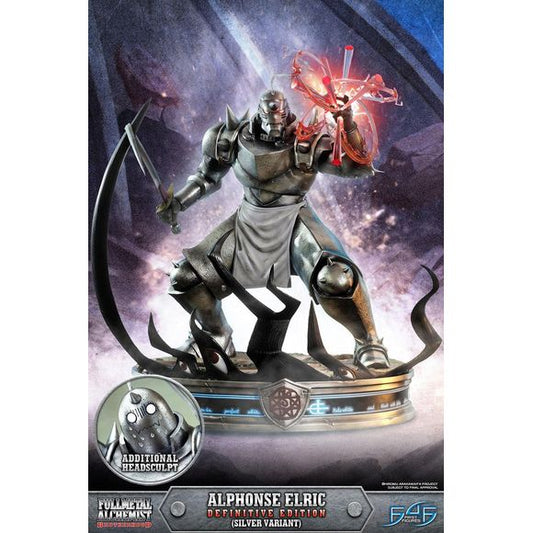 This statue has no edition number, and was a sample and is in new and unopened condition. 

Fullmetal Alchemist Brotherhood- Alphonse Elric DEFINITIVE (SILVER VARIANT) edition comes with the following:-

Fullmetal Alchemist Brotherhood - Alphonse Elric (SILVER VARIANT) RESIN statue
Highly detailed base inspired by the theme and style from the Fullmetal Alchemist Brotherhood anime
Base comes with Glow in the Dark feature
Additional set of arms holding the Philosopher Stone and Manipulated Sword
Statue comes