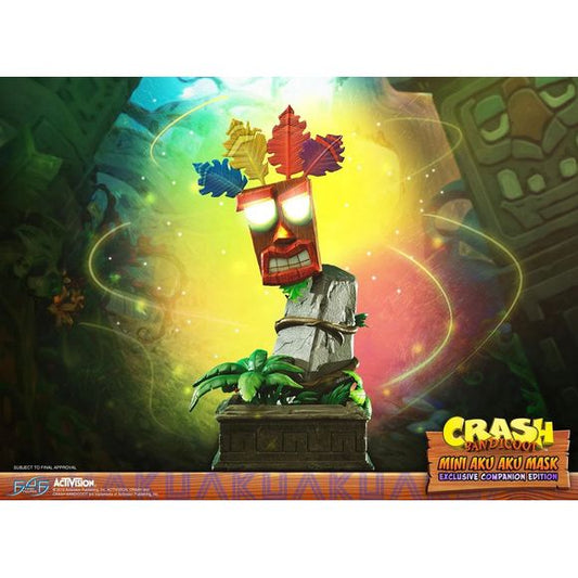 This statue has no edition number, and was a replacement and is in new and unopened condition. 

First 4 Figures is proud to present the highly anticipated Crash Bandicoot – Mini Aku Aku Mask statue Exclusive Companion Edition!

Aku Aku is the deuteragonist of the Crash Bandicoot™ franchise. He serves as the Bandicoot family’s guardian and mentor as they set out on a quest to foil Doctor Neo Cortex’s devious schemes. The levitating mask is possessed by the spirit of a witch doctor.

In the game, Aku Aku has