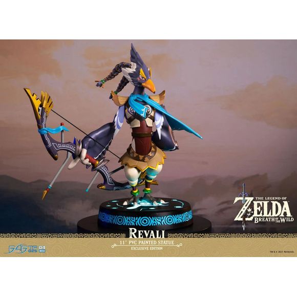 This statue has no edition number, and was a replacement and is in new and unopened condition. 

First 4 Figures is proud to introduce their latest PVC collectible, The Legend of Zelda: Breath of the Wild – Revali Exclusive Edition PVC statue.

Revali is in this stoic pose wielding the Great Eagle Bow, which has a slightly elastic bowstring. As one of the four Champions of Hyrule, he dons the blue cloth bestowed upon them by Princess Zelda as a symbol that they are, indeed, Champions of Hyrule. And given th