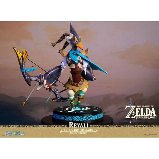 This statue has no edition number, and was a replacement and is in new and unopened condition. 

First 4 Figures is proud to introduce their latest PVC collectible, The Legend of Zelda: Breath of the Wild – Revali Exclusive Edition PVC statue.

Revali is in this stoic pose wielding the Great Eagle Bow, which has a slightly elastic bowstring. As one of the four Champions of Hyrule, he dons the blue cloth bestowed upon them by Princess Zelda as a symbol that they are, indeed, Champions of Hyrule. And given th