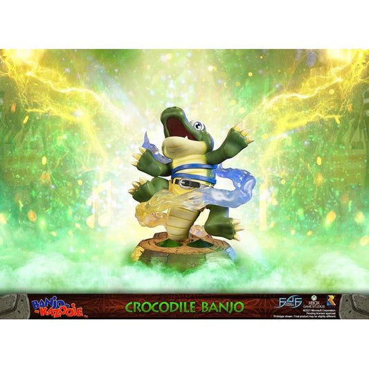 This statue has no edition number, and was a replacement and is in new and unopened condition.

First 4 Figures proudly presents their latest resin collectible, Crocodile Banjo!

One of the many transformations that Banjo-Kazooie undergoes in the original game is turning into a crocodile in the Bubblegloop Swamp level, which will allow Banjo-Kazooie to swim in the piranha-infested waters and challenge Mr. Vile in his mini-game.

The base Crocodile Banjo is mounted on replicates the skull button that Banjo-K