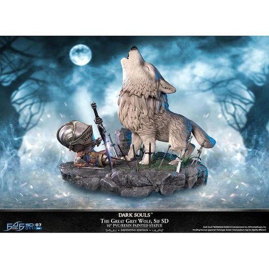 This statue has no edition number, and was a replacement and is in new and unopened condition. 

First 4 Figures is proud to introduce their latest PVC statue collectible, The Great Grey Wolf, Sif SD Definitive Edition!

There is a cutscene that plays just before the start of The Great Grey Wolf, Sif boss battle. During the alternate cutscene, the player character falls on their back as The Great Grey Wolf, Sif slowly approaches them.

The Definitive Edition of this statue captures that entire cutscene in s