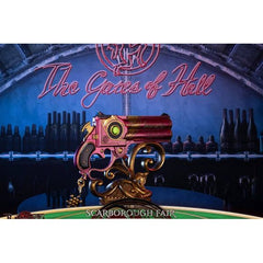 The Scarborough Fair is a set of four guns crafted by the famed demon-smith Rodin. The four, dubbed Parsley, Sage, Rosemary, and Thyme, are now wielded by Bayonetta after receiving it as a gift from Rodin. 

The design of the base is inspired by the baroque style and décor of Rodin's bar, The Gates of Hell. The base was also given a metallic gold finish to complement the guns’ gold details and metallic look!

The Exclusive Edition of this prop replica comes with two (2) LED functions for the colored jewels,