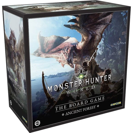 Monster Hunter World: The Board Game - Ancient Forest Core Game is a cooperative arena combat board game for 1-4 players.

Members of the Fifth Fleet, prepare for the ultimate tabletop monster hunting experience. In a world teeming with massive monsters, every battle is a boss battle!

In this cooperative arena combat board game for 1-4 players set in an open world, it’s not you who dictates the flow of battle, but the monster you hunt - and each one is wildly different.

Tasked with protecting the Astera b