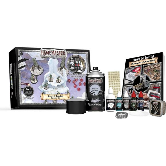 Whether you’re preparing to build icy ridges or frigid concrete structures, the GAMEMASTER: Snow & Tundra Terrain Kit will supply you with all the paints and basing materials you need to create amazing scenery for any RPG system or skirmish miniature game.

In this kit you’ll find a unique Terrain Primer that won’t corrode your building material - no matter if you’re building with XPS foam, styrofoam or MDF fiber board. Combined with handpicked paints, washes, basing materials and tufts you are well on yo
