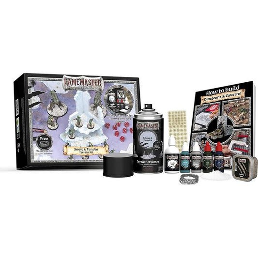 Whether you’re preparing to build icy ridges or frigid concrete structures, the GAMEMASTER: Snow & Tundra Terrain Kit will supply you with all the paints and basing materials you need to create amazing scenery for any RPG system or skirmish miniature game.

In this kit you’ll find a unique Terrain Primer that won’t corrode your building material - no matter if you’re building with XPS foam, styrofoam or MDF fiber board. Combined with handpicked paints, washes, basing materials and tufts you are well on yo