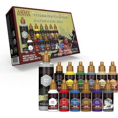 READY TO USE AIR BRUSH PAINTS - This Air Brush Paint kit comes with 12 Airbrush Paints & a Matt Grey Primer.
Colors Included: Matt Black, Daemonic Yellow, Green Skin, Uniform Grey, Skeleton Bone, Barbarian Flesh, Matt White, Pure Red, Ultramarine Blue, Leather Brown, Alien Purple, and Plate Mail Metal.