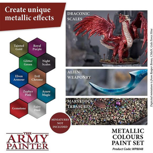 Army Painter Metallics Paint Set - 10 Metallic 18ml War Paint Bottles