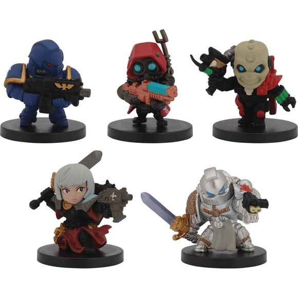 Bandai's Warhammer 40,000 Chibi figures lets you collect some of the most iconic characters. Each figures measures approximately 1 1/2-inches tall and this series includes Ultramarine Primaris Intercessor with Bolt Rifle, Skitarii Ranger with Arc Rifle, Adepta Sororitis Battle Sister with Bolt Gun and Power Sword, Grey Knight with Nemesis Force Sword, and Eversor Assassin with Executioner Pistol and Neutral Gauntlet. This listing is for one of these figures at random, as they are within a blind bag.