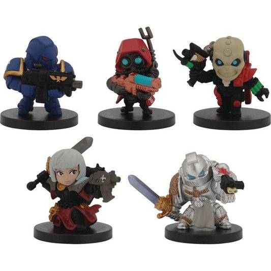 Bandai's Warhammer 40,000 Chibi figures lets you collect some of the most iconic characters. Each figures measures approximately 1 1/2-inches tall and this series includes Ultramarine Primaris Intercessor with Bolt Rifle, Skitarii Ranger with Arc Rifle, Adepta Sororitis Battle Sister with Bolt Gun and Power Sword, Grey Knight with Nemesis Force Sword, and Eversor Assassin with Executioner Pistol and Neutral Gauntlet. This listing is for one of these figures at random, as they are within a blind bag.