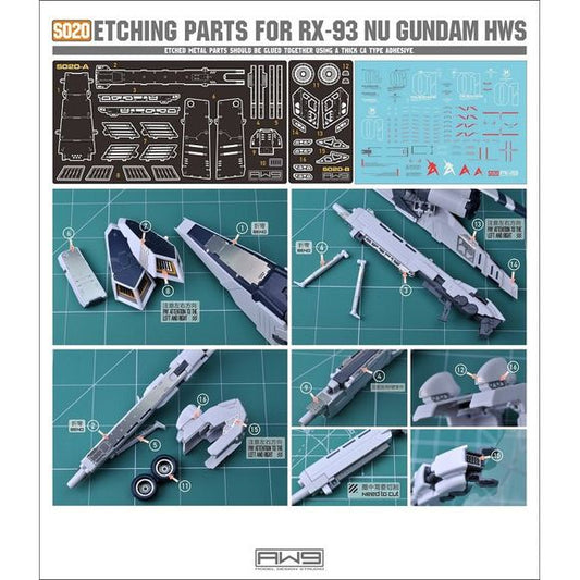 Madworks AW9 S20 Photo-Etch Metal Parts for RX-93 Nu Gundam RG 1/144 Model Kit | Galactic Toys & Collectibles