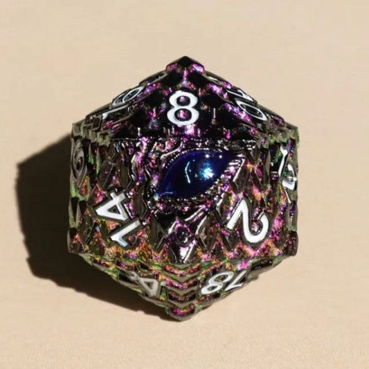 Galactic Dice Premium Dice Sets - Purple Queen Dragon Set of 7 Metal Dice with Tin