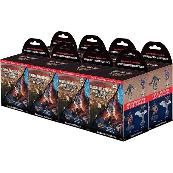 Bring your Baldur`s Gate adventures to the table with the new D&D Icons of the Realms: Adventures from Baldur`s Gate 8 Ct. Booster Brick, featuring fan favorite creatures and characters from the award-winning Baldur`s Gate 3 video game and the Dungeons & Dragons tabletop roleplaying game. Collect all 40 miniatures in our newest set of randomly sorted monsters and characters from Baldur`s Gate 3. These miniatures include several never-before-sculpted figures from the popular video game series as well as comm