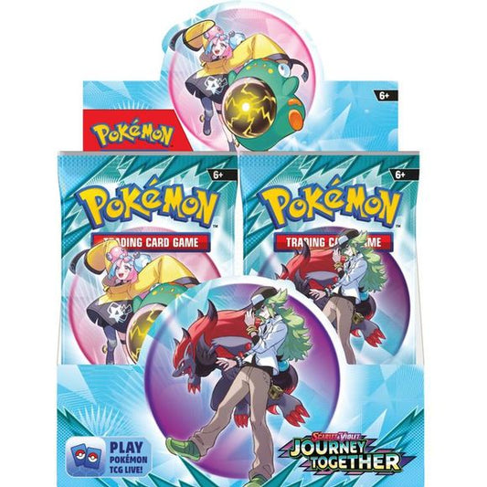 Trainer’s Pokémon Break into Battle! With deep trust and steady guidance, Trainers help bring out the best in their Pokémon. The bond they share empowers them to act as one in battle as they push their strength to the limit, including as Pokémon ex! Team up with N’s Zoroark ex, Iono’s Bellibolt ex, Lillie’s Clefairy ex, Hop’s Zacian ex, and more Trainer’s Pokémon, and discover the unstoppable power of friendship in the Pokémon TCG: Scarlet & Violet—Journey Together expansion!