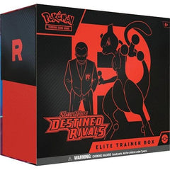 LIMIT 2 PER HOUSEHOLD/CUSTOMER

The Pokémon TCG: Scarlet & Violet—Destined Rivals Elite Trainer Box includes:
• 9 Pokémon TCG: Scarlet & Violet—Destined Rivals booster packs
• 65 card sleeves
• 45 Pokémon TCG Energy cards
• A player’s guide to the Scarlet & Violet—Destined Rivals expansion
• 6 damage-counter dice
• 1 competition-legal coin-flip die
• 2 plastic condition markers
• A collector’s box to hold everything, with 4 dividers to keep it organized
• A code card for Pokémon Trading Card Game Live