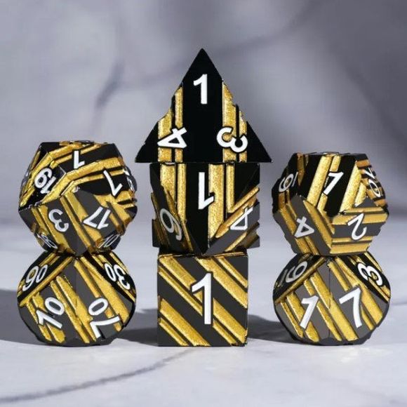 Galactic Dice Premium Dice Sets - Bumblebee Yellow & Black Set of 7 Dice with Tin | Galactic Toys & Collectibles