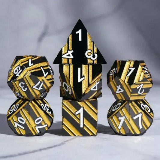 Galactic Dice Premium Dice Sets - Bumblebee Yellow & Black Set of 7 Dice with Tin | Galactic Toys & Collectibles