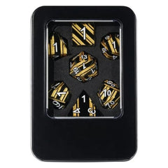 Galactic Dice Premium Dice Sets - Bumblebee Yellow & Black Set of 7 Dice with Tin | Galactic Toys & Collectibles