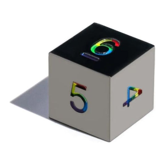 Galactic Dice Premium Metal Dice Sets - Dark Rainbow Set of 7 Dice with Tin