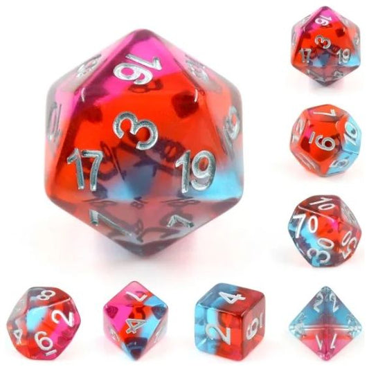 The perfect companion for your gaming needs! These HD acrylic dice are exactly what you've been searching for that upcoming game night with the group. This set includes one of each: d20, d12, d10, d10 (percentile), d8, d6, and a d4 (7 dice in total)
