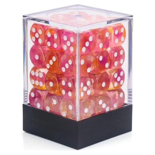 36 individual D6 dice in a container.