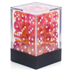 36 individual D6 dice in a container.