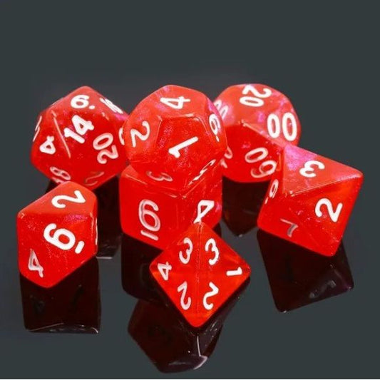 Galactic Dice Acrylic HD Dice Sets - Red Sun (Red & White) Set of 7 Dice | Galactic Toys & Collectibles