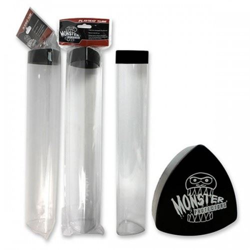 Holds One (1) Playmat
Unique Prism Shape won't roll off playing surface
Triangular tube design allows for easy reach in to get out playmat
Monster Logo on Cap
Durable Construction